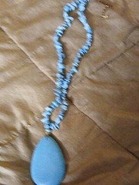 Blue Teardrop Pendant Necklace - Women's Jewelry